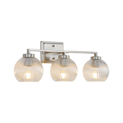 Yep by Golden Lighting Elliott 3-light Vanity in Pewter and Clear Ribbed Glass - - Golden Lighting