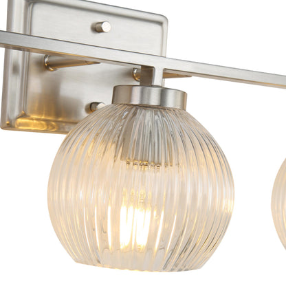 Yep by Golden Lighting Elliott 3-light Vanity in Pewter and Clear Ribbed Glass - - Golden Lighting