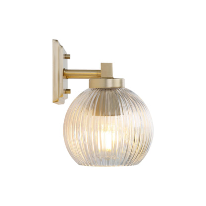 Yep by Golden Lighting Elliott 3-light Vanity in Brushed Champagne Brass and Clear Ribbed Glass