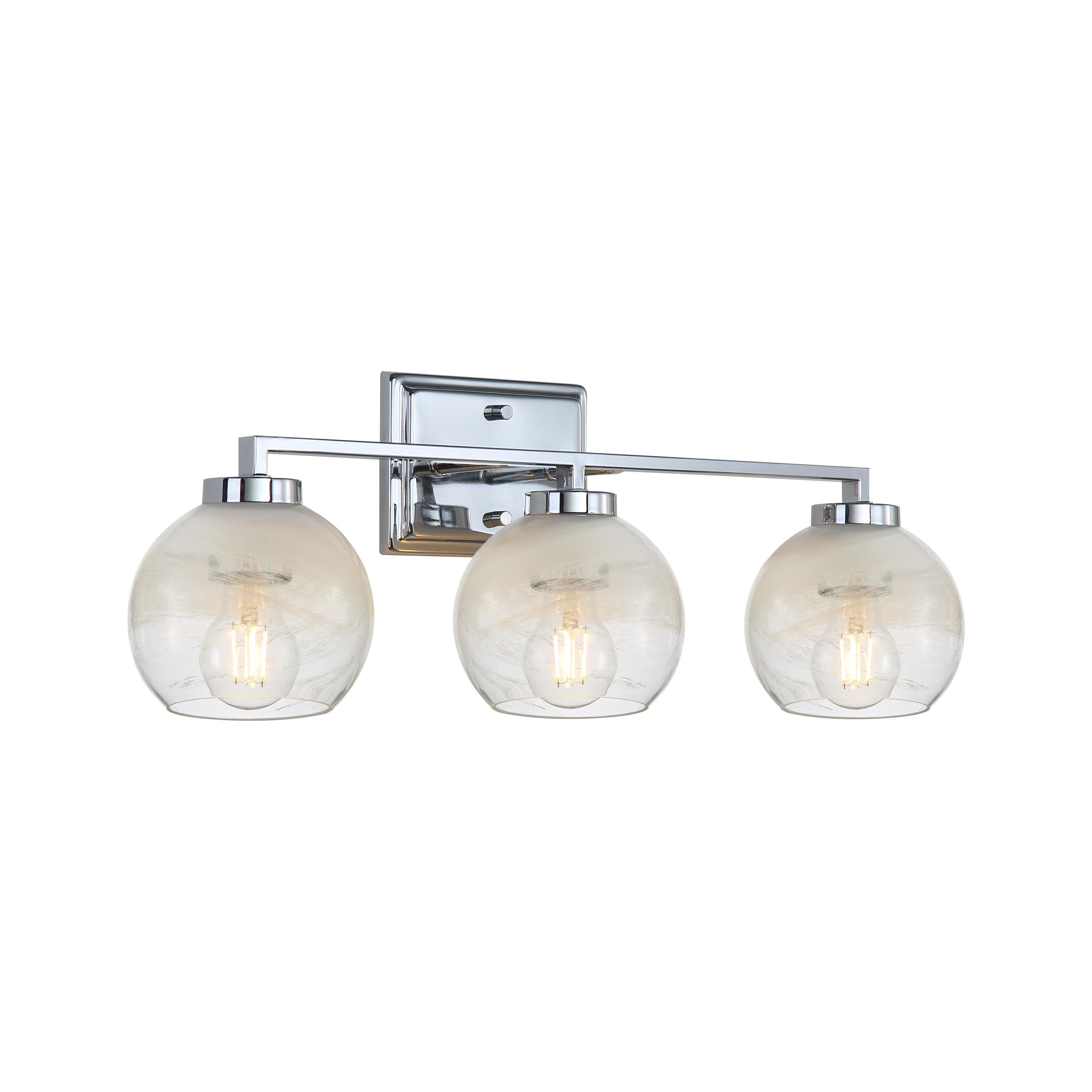 Yep by Golden Lighting Elliott 3-light Vanity in Chrome and Clear Alabaster Glass