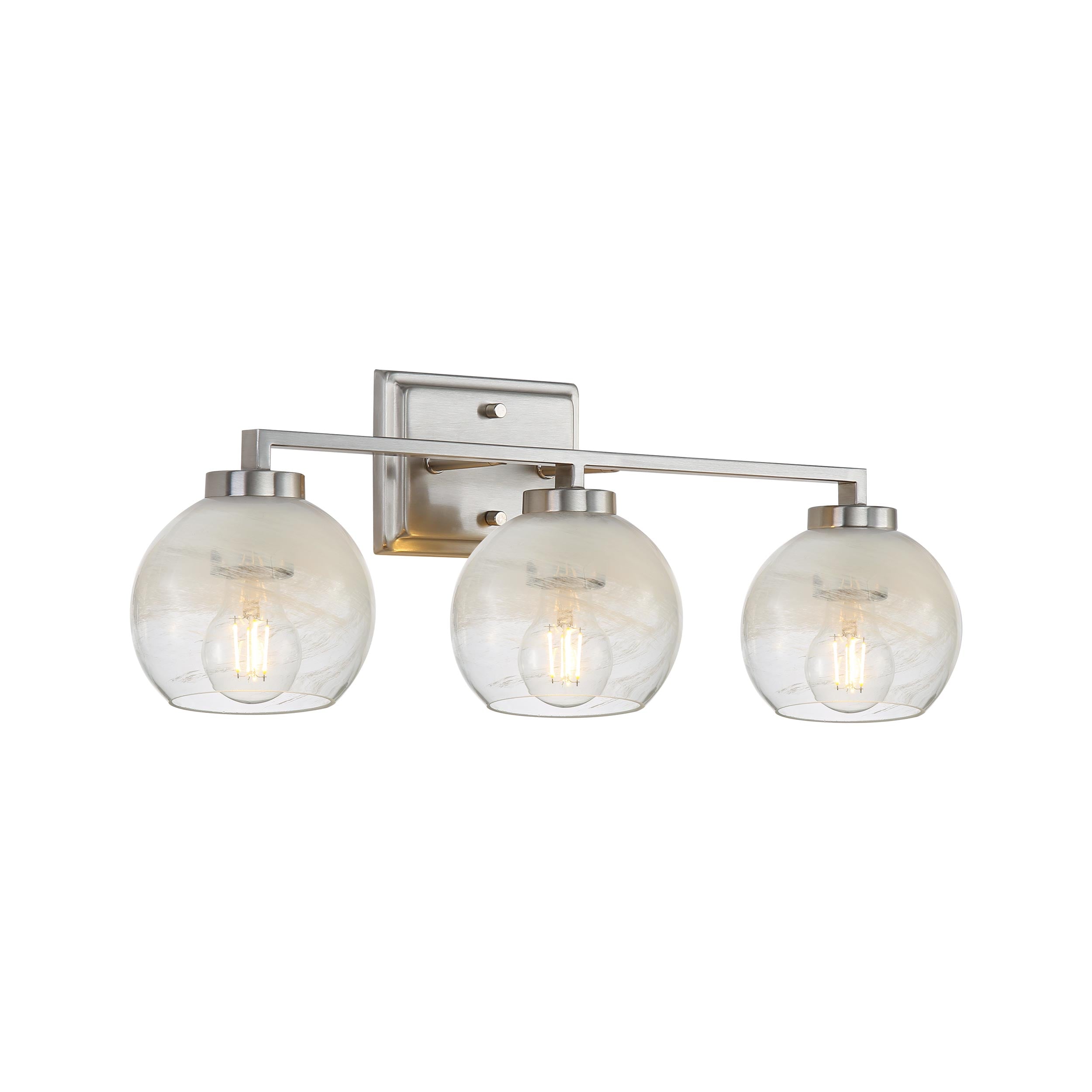 Yep by Golden Lighting Elliott 3-light Vanity in Pewter and Clear Alabaster Glass