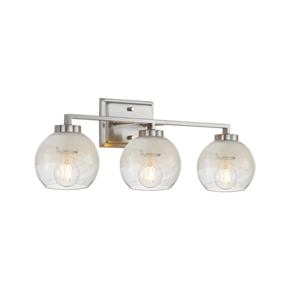 Yep by Golden Lighting Elliott 3-light Vanity in Pewter and Clear Alabaster Glass