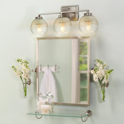 Yep by Golden Lighting Elliott 3-light Vanity in Pewter and Clear Alabaster Glass