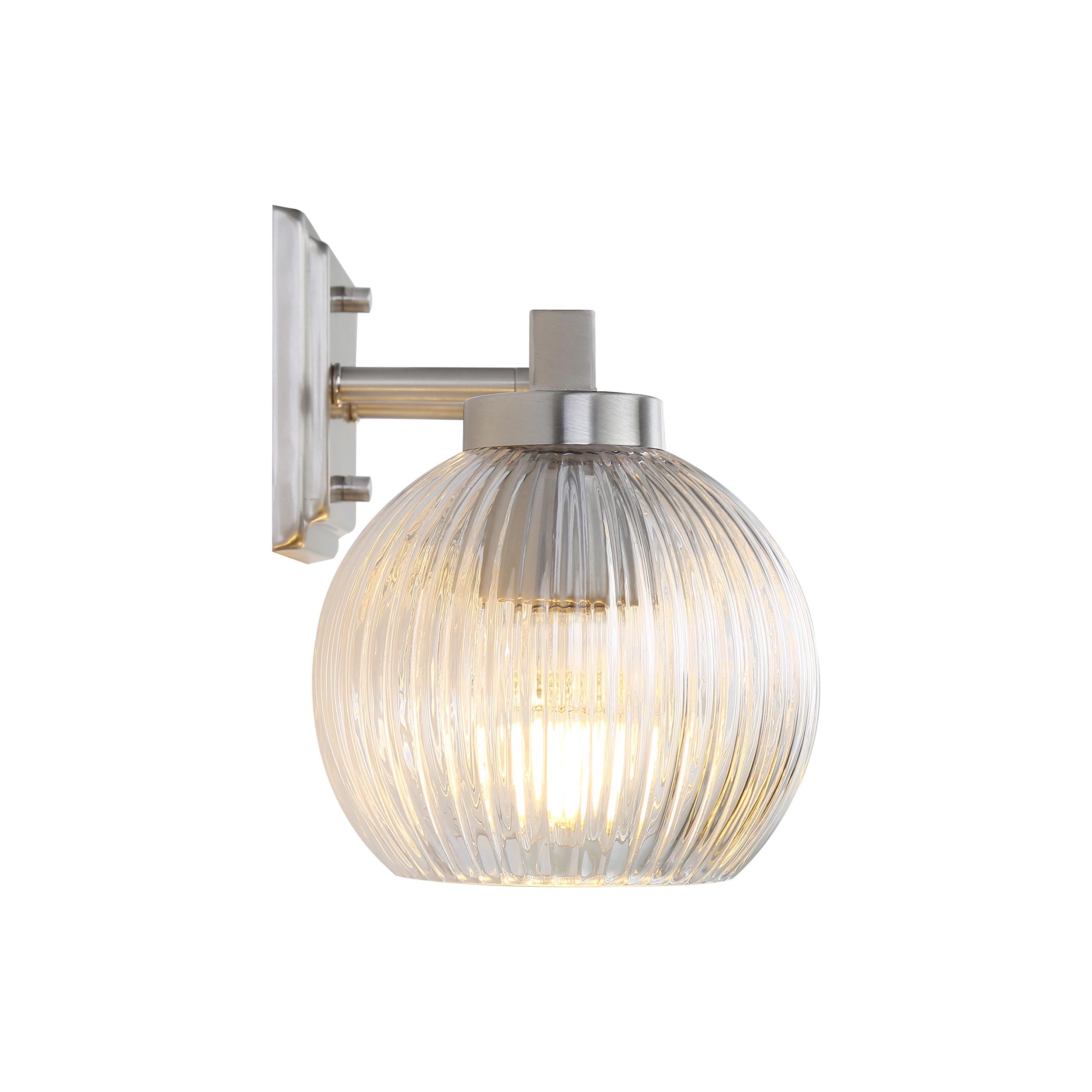 Yep by Golden Lighting Elliott 3-light Vanity in Pewter and Clear Ribbed Glass