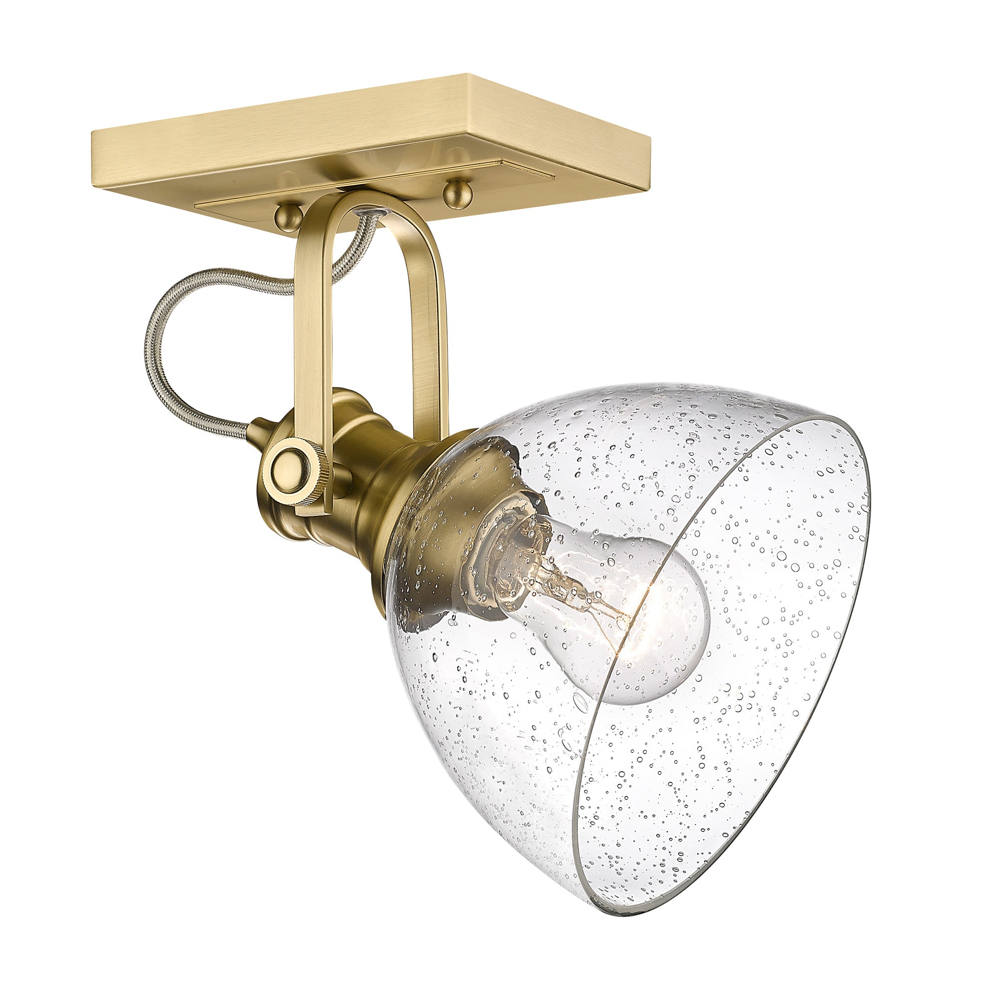 Hines BCB Semi-Flush in Brushed Champagne Bronze with Seeded Glass Shade - - Golden Lighting