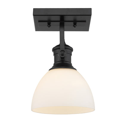 Hines 1-Light Semi-Flush in Matte Black with Opal Glass - - Golden Lighting