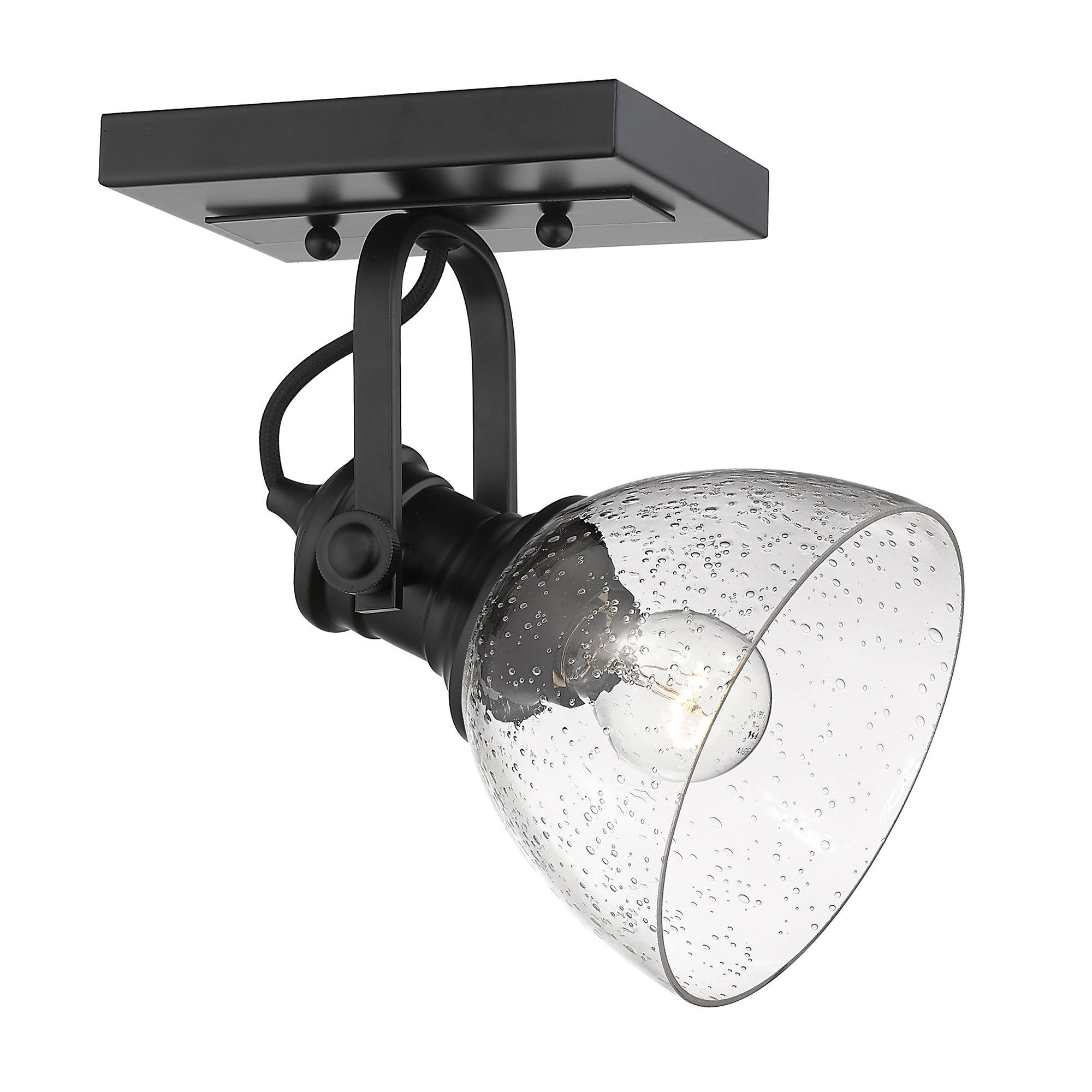 Hines 1-Light Semi-Flush in Matte Black with Seeded Glass - Default Title - Golden Lighting