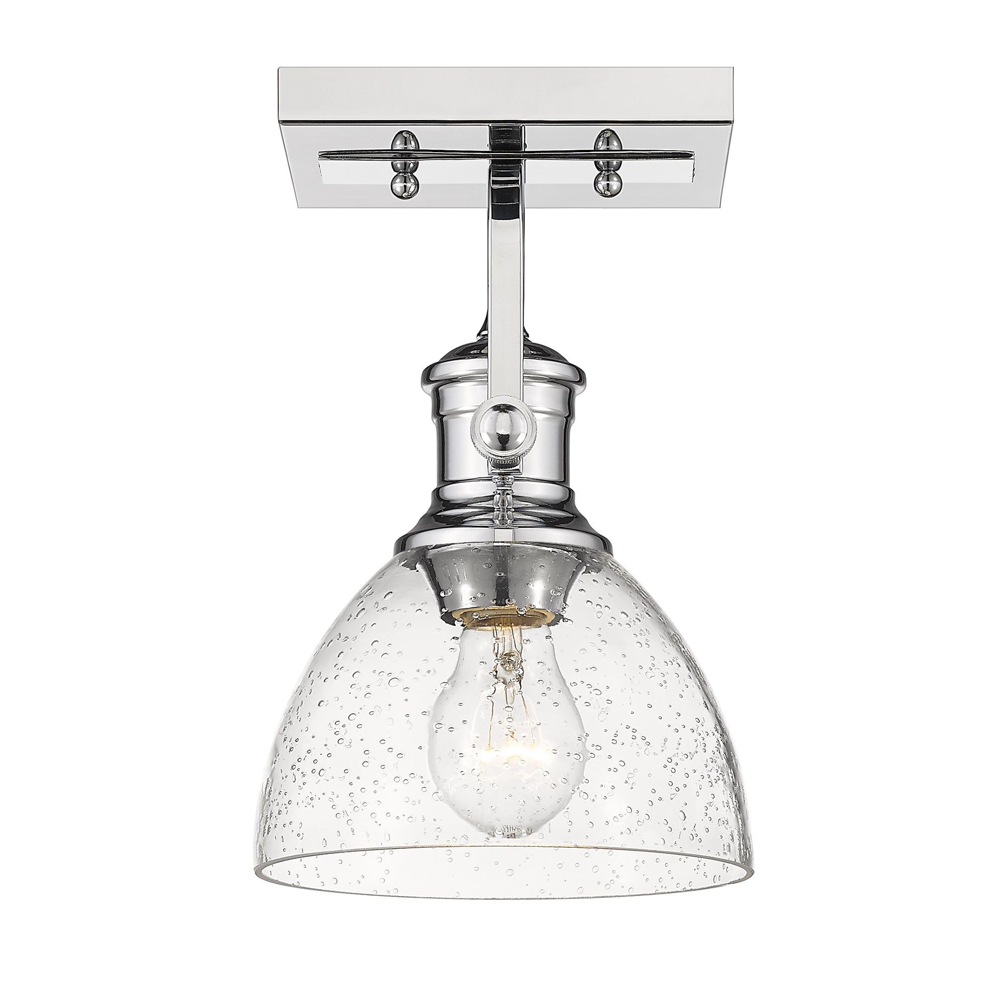 Hines 1-Light Semi-Flush in Chrome with Seeded Glass - - Golden Lighting