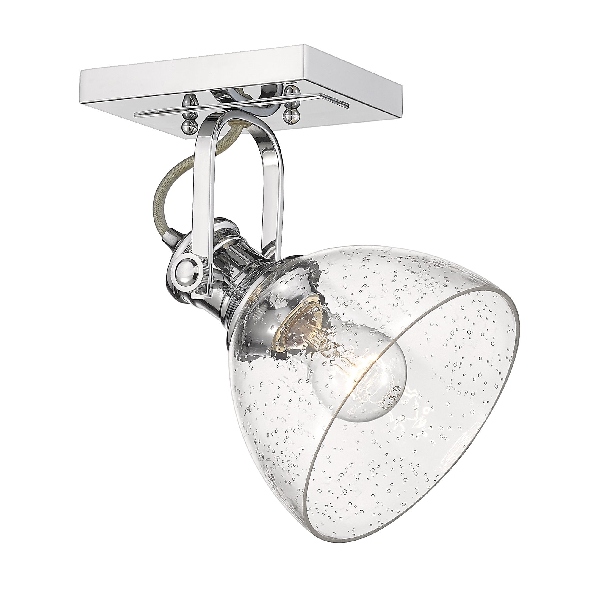 Hines 1-Light Semi-Flush in Chrome with Seeded Glass - Default Title - Golden Lighting