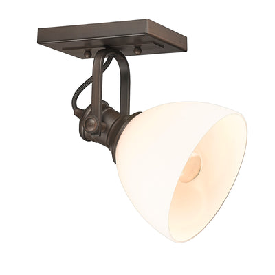 Yep by Golden Lighting Hines 1-light Adjustable Semi-Flush Mount in Rubbed Bronze and Opal Glass - - Golden Lighting