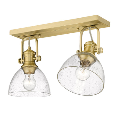 Yep by Golden Lighting Hines 2-light Semi-Flush Mount in Brushed Champagne Brass - - Golden Lighting