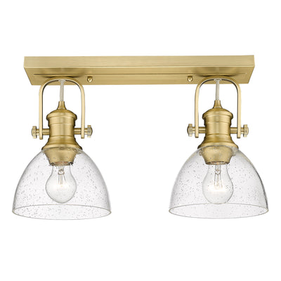 Yep by Golden Lighting Hines 2-light Semi-Flush Mount in Brushed Champagne Brass - - Golden Lighting