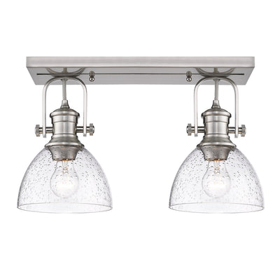Yep by Golden Lighting Hines 2-light Semi-Flush Mount in Pewter - - Golden Lighting