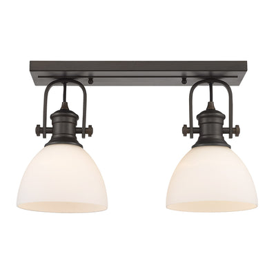 Yep by Golden Lighting Hines 2-light Semi-Flush Mount in Rubbed Bronze and Opal Glass - - Golden Lighting