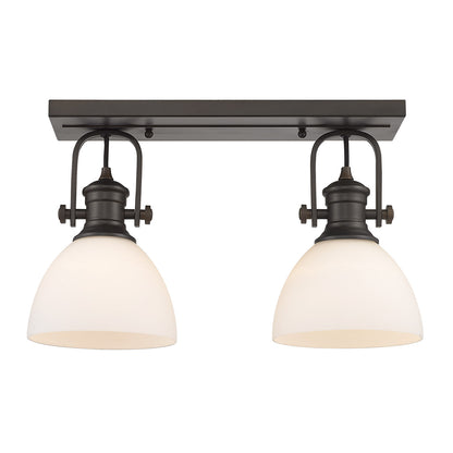 Yep by Golden Lighting Hines 2-light Semi-Flush Mount in Rubbed Bronze and Opal Glass - - Golden Lighting