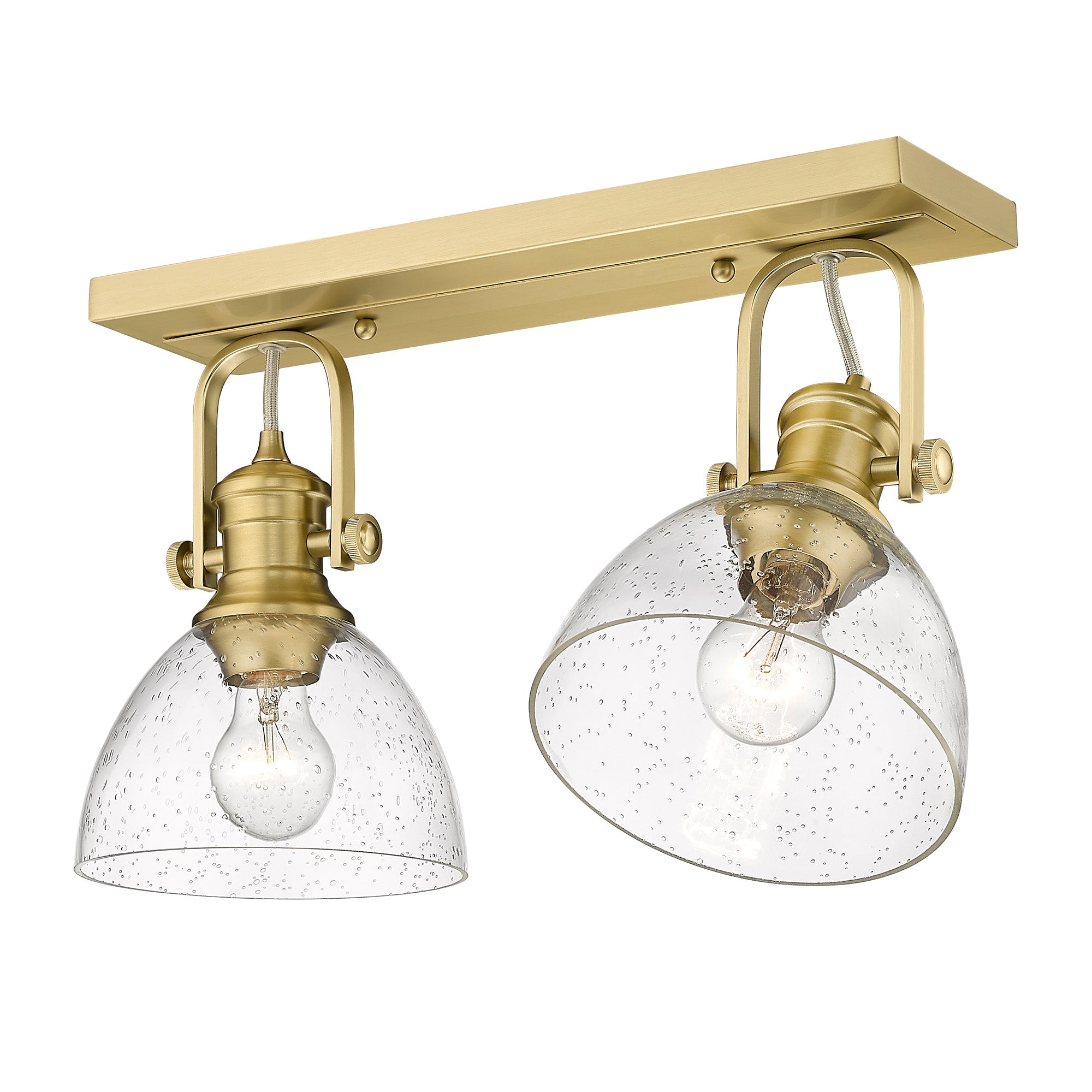 Yep by Golden Lighting Hines 2-light Semi-Flush Mount in Brushed Champagne Brass - - Golden Lighting