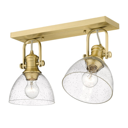 Hines 2 Light Semi-Flush in Brushed Champagne Bronze with Seeded Glass Shades - - Golden Lighting