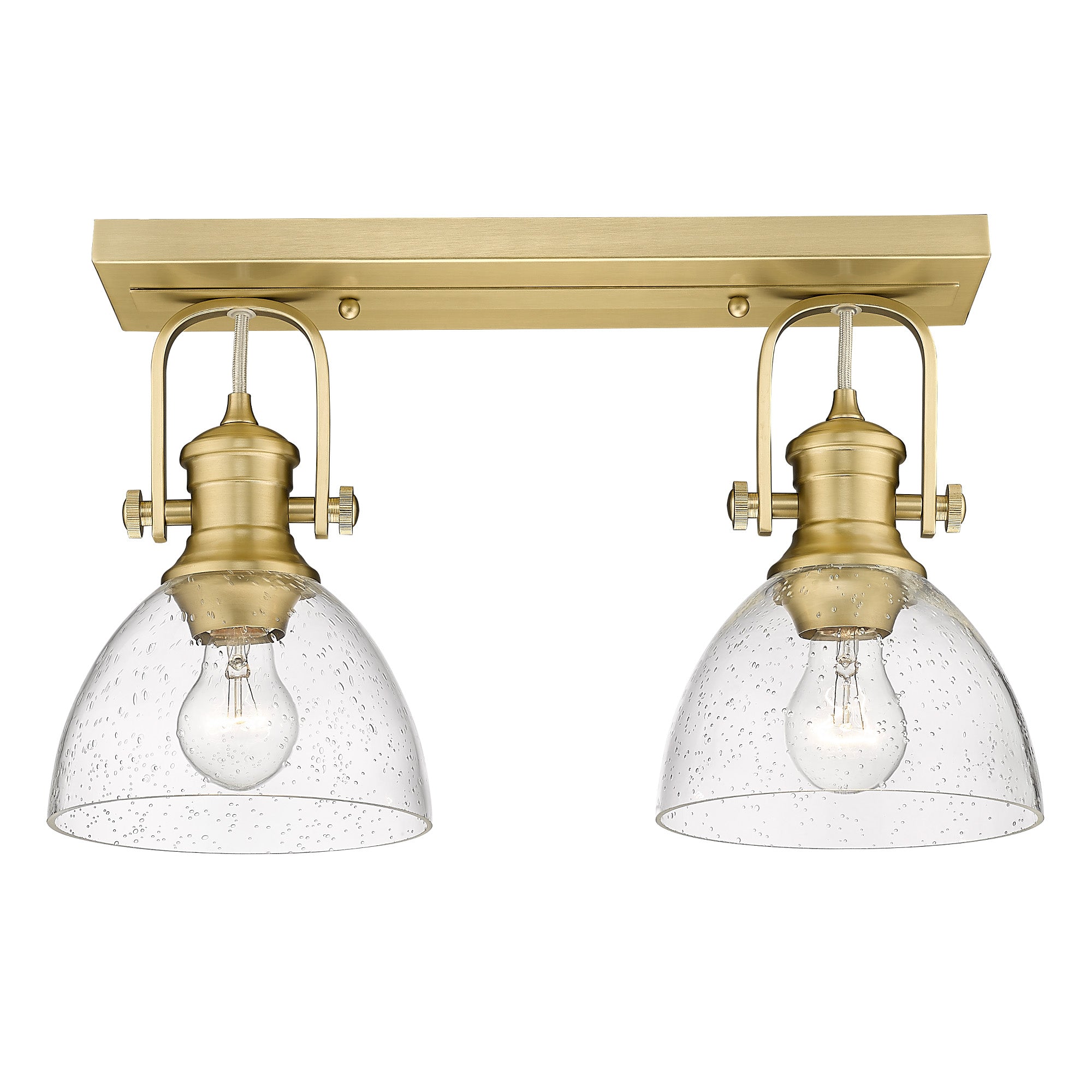 Hines 2 Light Semi-Flush in Brushed Champagne Bronze with Seeded Glass Shades - Brushed Champagne Bronze / Seeded Glass / Clear - Golden Lighting