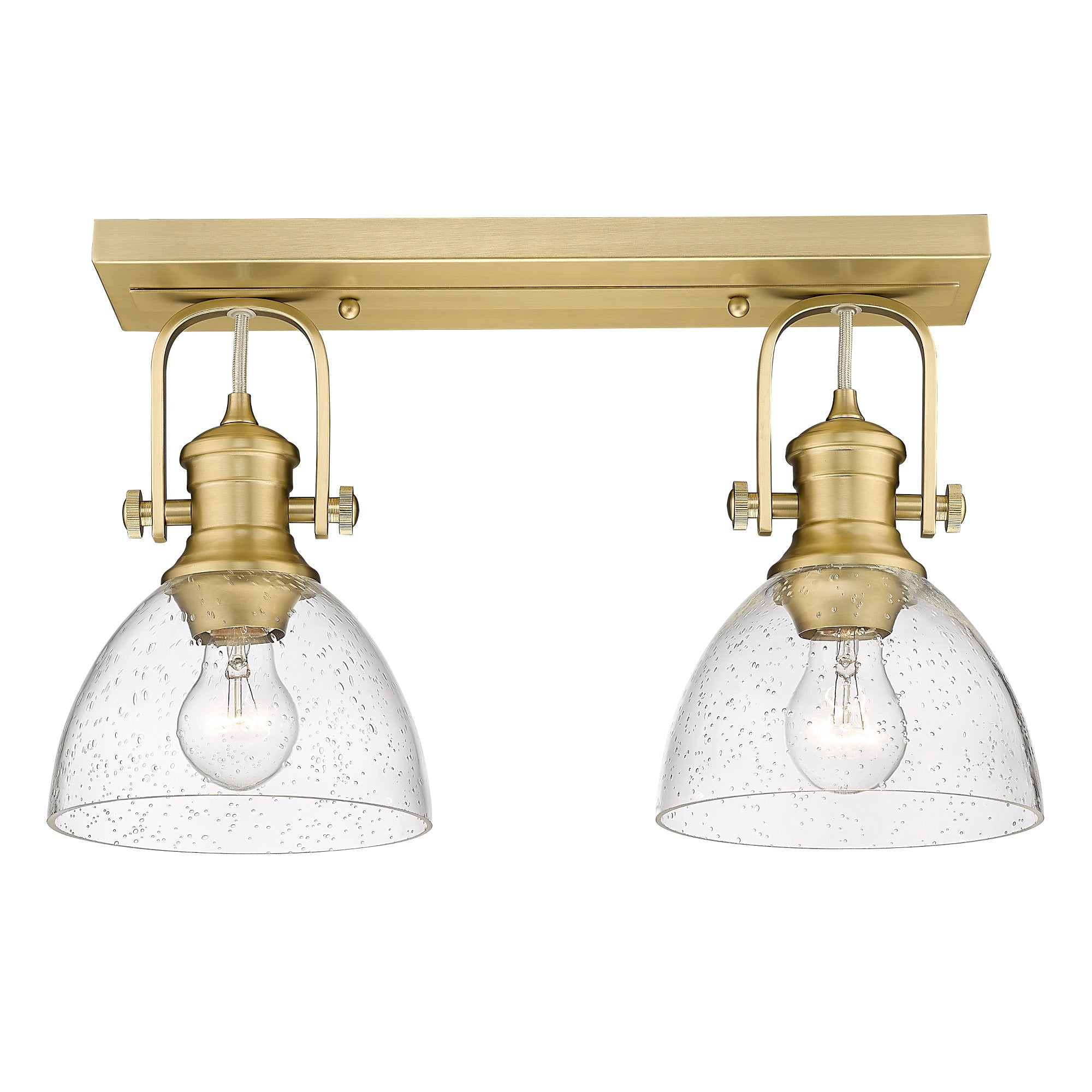 Hines 2 Light Semi-Flush in Brushed Champagne Bronze with Seeded Glass Shades - Default Title - Golden Lighting