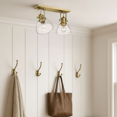 Yep by Golden Lighting Hines 2-light Semi-Flush Mount in Brushed Champagne Brass - - Golden Lighting