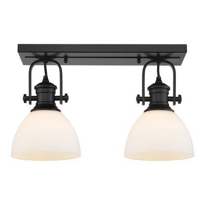Yep by Golden Lighting Hines 2-light Semi-Flush Mount in Matte Black and Opal Glass - - Golden Lighting