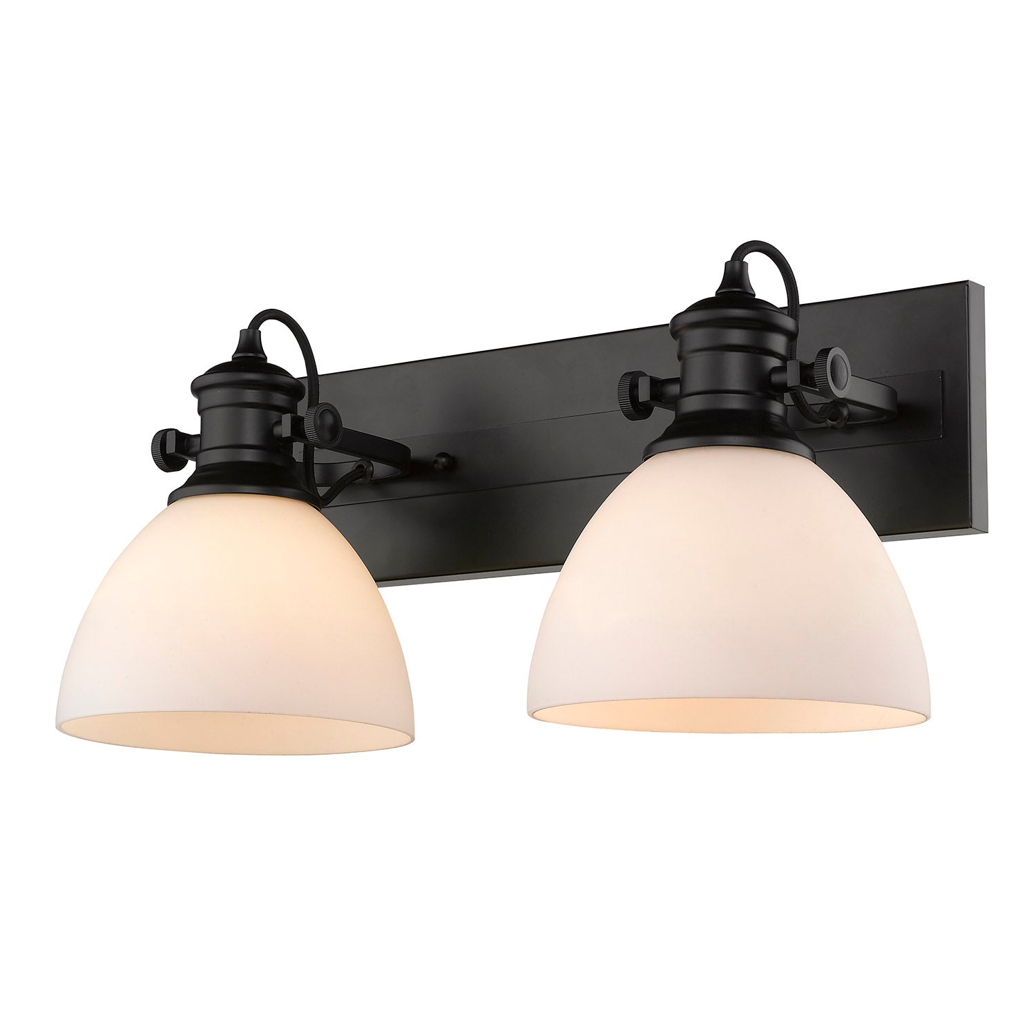 Yep by Golden Lighting Hines 2-light Semi-Flush Mount in Matte Black and Opal Glass