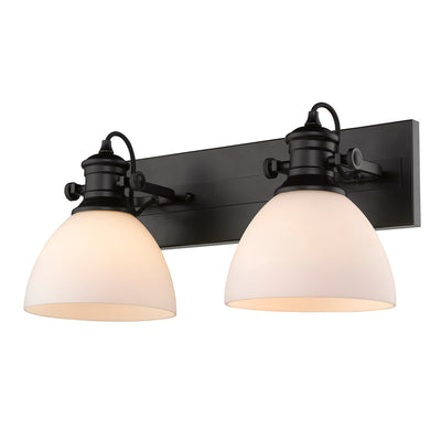 Yep by Golden Lighting Hines 2-light Semi-Flush Mount in Matte Black and Opal Glass - - Golden Lighting