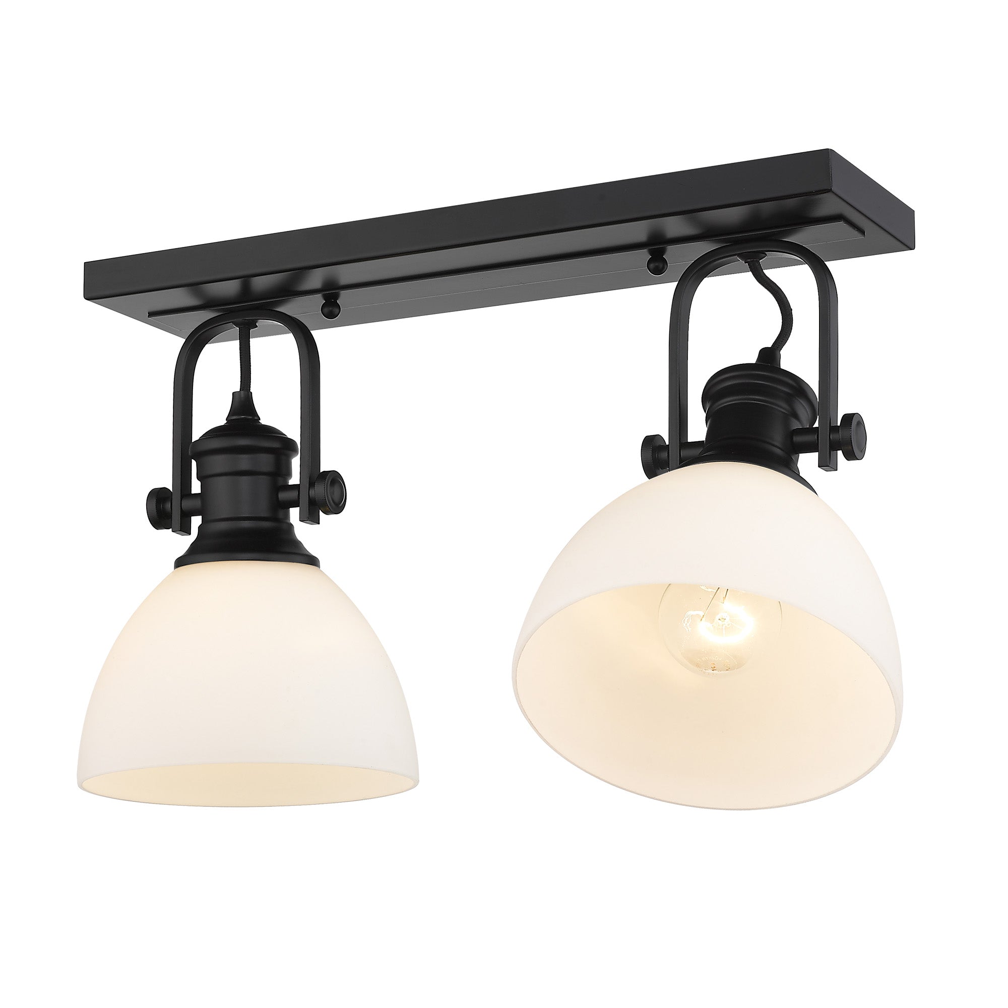 Hines 2-Light Semi-Flush in Matte Black with Opal Glass - Default Title - Golden Lighting