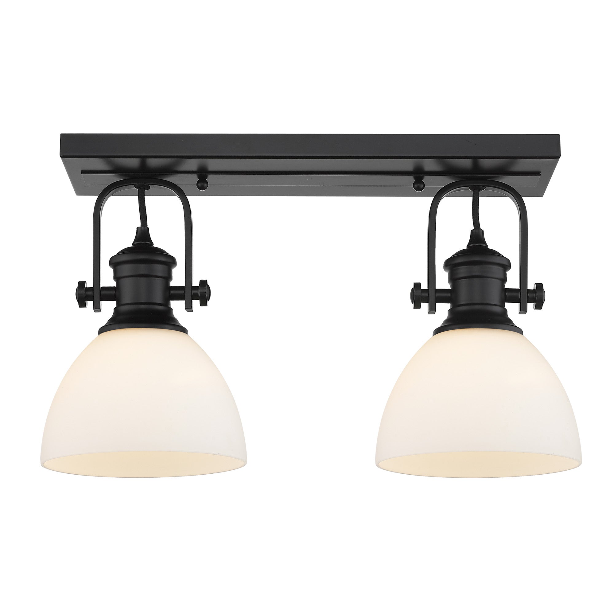 Hines 2-Light Semi-Flush in Matte Black with Opal Glass - - Golden Lighting