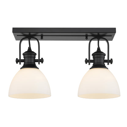 Hines 2-Light Semi-Flush in Matte Black with Opal Glass - - Golden Lighting