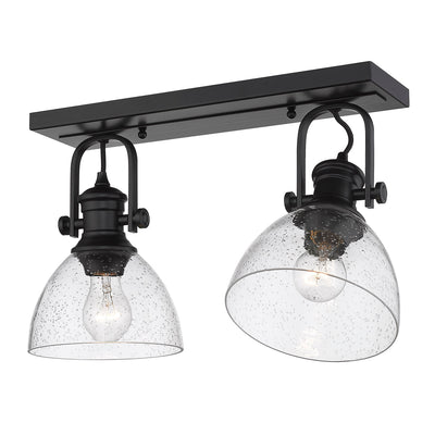 Yep by Golden Lighting Hines 2-light Semi-Flush Mount in Matte Black and Seeded Glass - Default Title - Golden Lighting