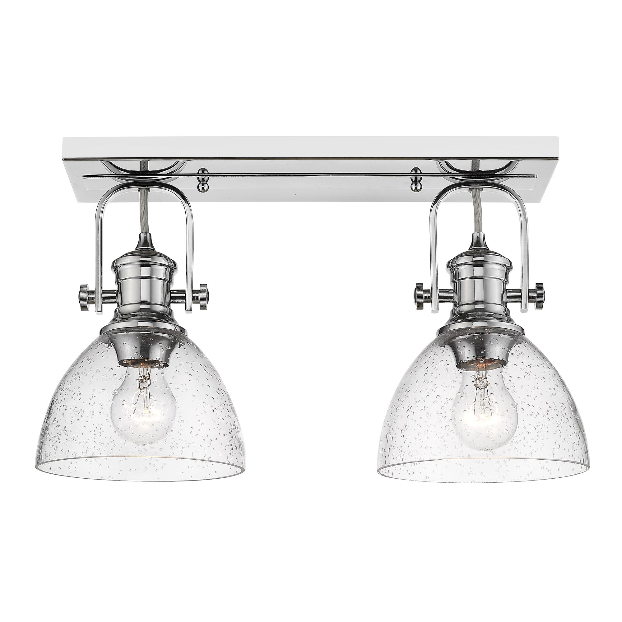 Hines 2-Light Semi-Flush in Chrome with Seeded Glass - - Golden Lighting