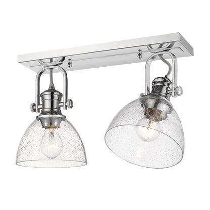 Hines 2-Light Semi-Flush in Chrome with Seeded Glass - Default Title - Golden Lighting