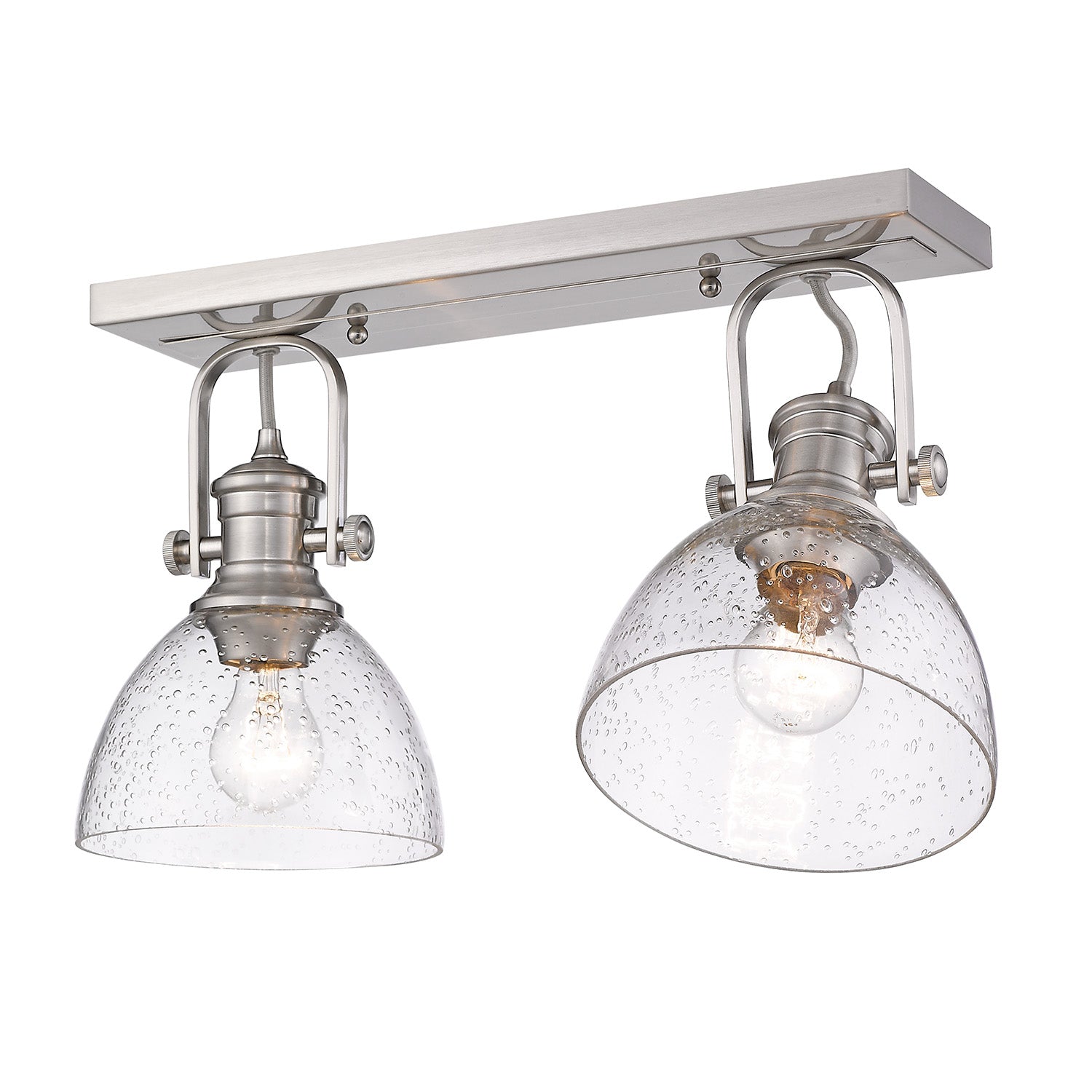 Hines 2-Light Semi-Flush in Pewter with Seeded Glass - Default Title - Golden Lighting