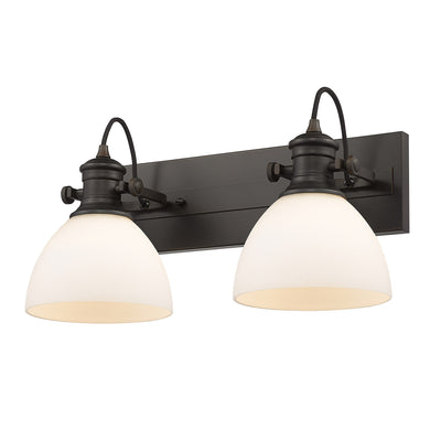 Yep by Golden Lighting Hines 2-light Semi-Flush Mount in Rubbed Bronze and Opal Glass - - Golden Lighting