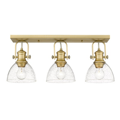 Yep by Golden Lighting Hines 3-light Semi-Flush Mount in Brushed Champagne Brass - - Golden Lighting