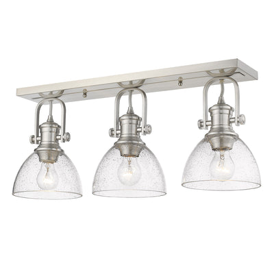 Yep by Golden Lighting Hines 3-light Semi-Flush Mount in Pewter - - Golden Lighting