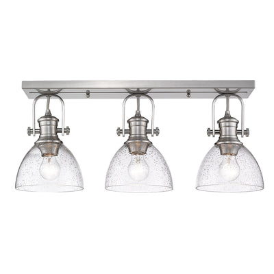 Yep by Golden Lighting Hines 3-light Semi-Flush Mount in Pewter - - Golden Lighting
