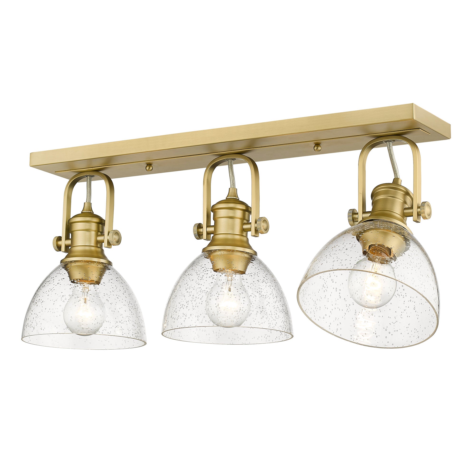 Hines 3-Light Semi-Flush in Brushed Champagne Bronze with Seeded Glass - Default Title - Golden Lighting