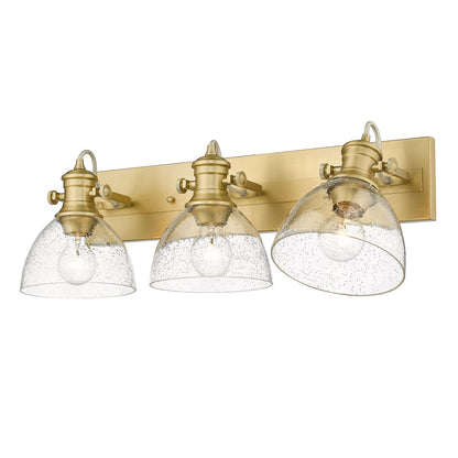 Yep by Golden Lighting Hines 3-light Semi-Flush Mount in Brushed Champagne Brass - - Golden Lighting