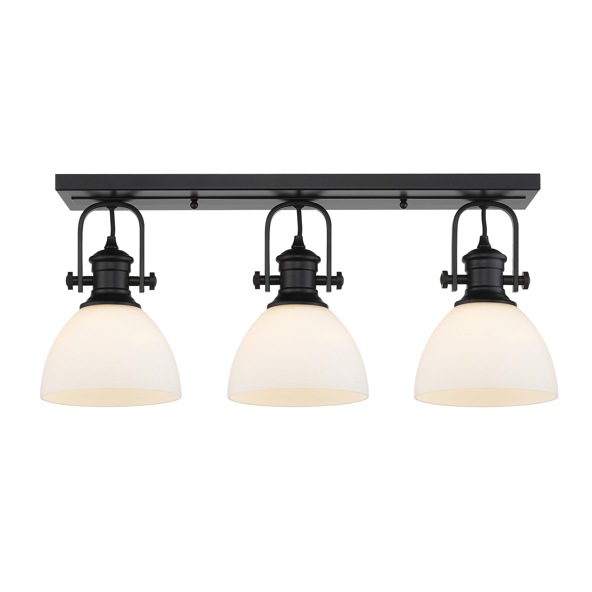 Hines 3-Light Semi-Flush in Matte Black with Opal Glass - - Golden Lighting