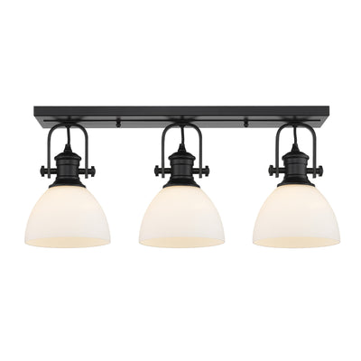 Yep by Golden Lighting Hines 3-light Semi-Flush Mount in Matte Black and Opal Glass - - Golden Lighting