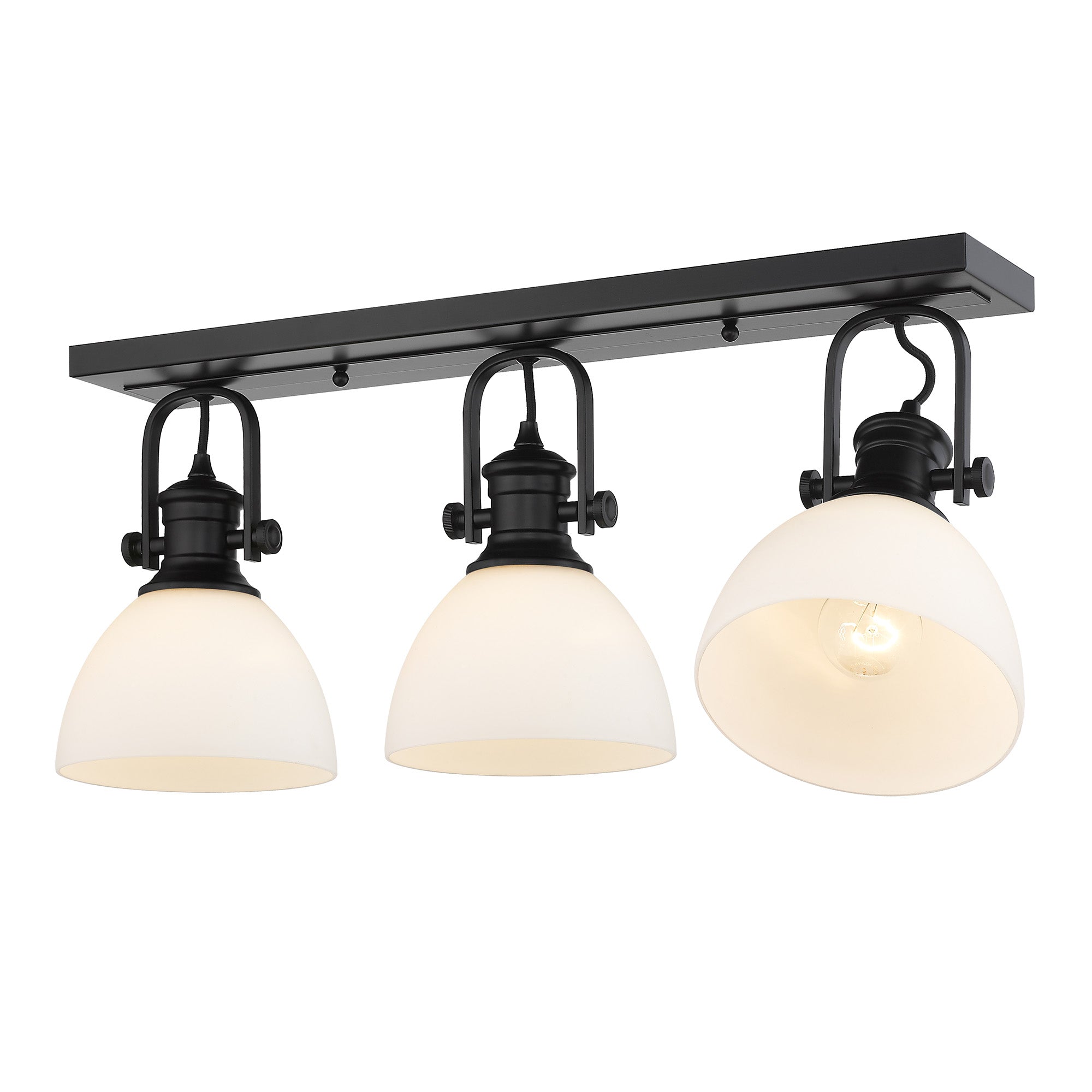Hines 3-Light Semi-Flush in Matte Black with Opal Glass - Default Title - Golden Lighting