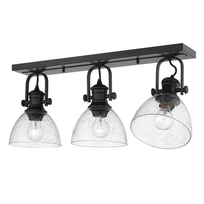 Yep by Golden Lighting Hines 3-light Semi-Flush Mount in Matte Black and Seeded Glass - Default Title - Golden Lighting