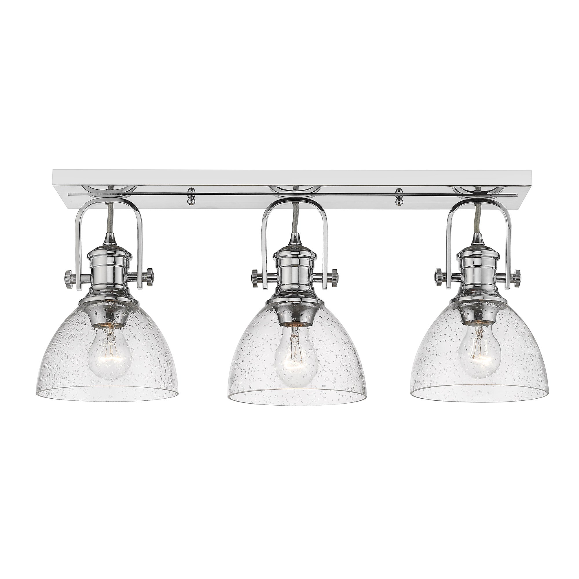 Hines 3-Light Semi-Flush in Chrome with Seeded Glass - - Golden Lighting