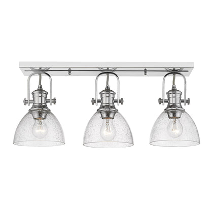 Hines 3-Light Semi-Flush in Chrome with Seeded Glass - - Golden Lighting