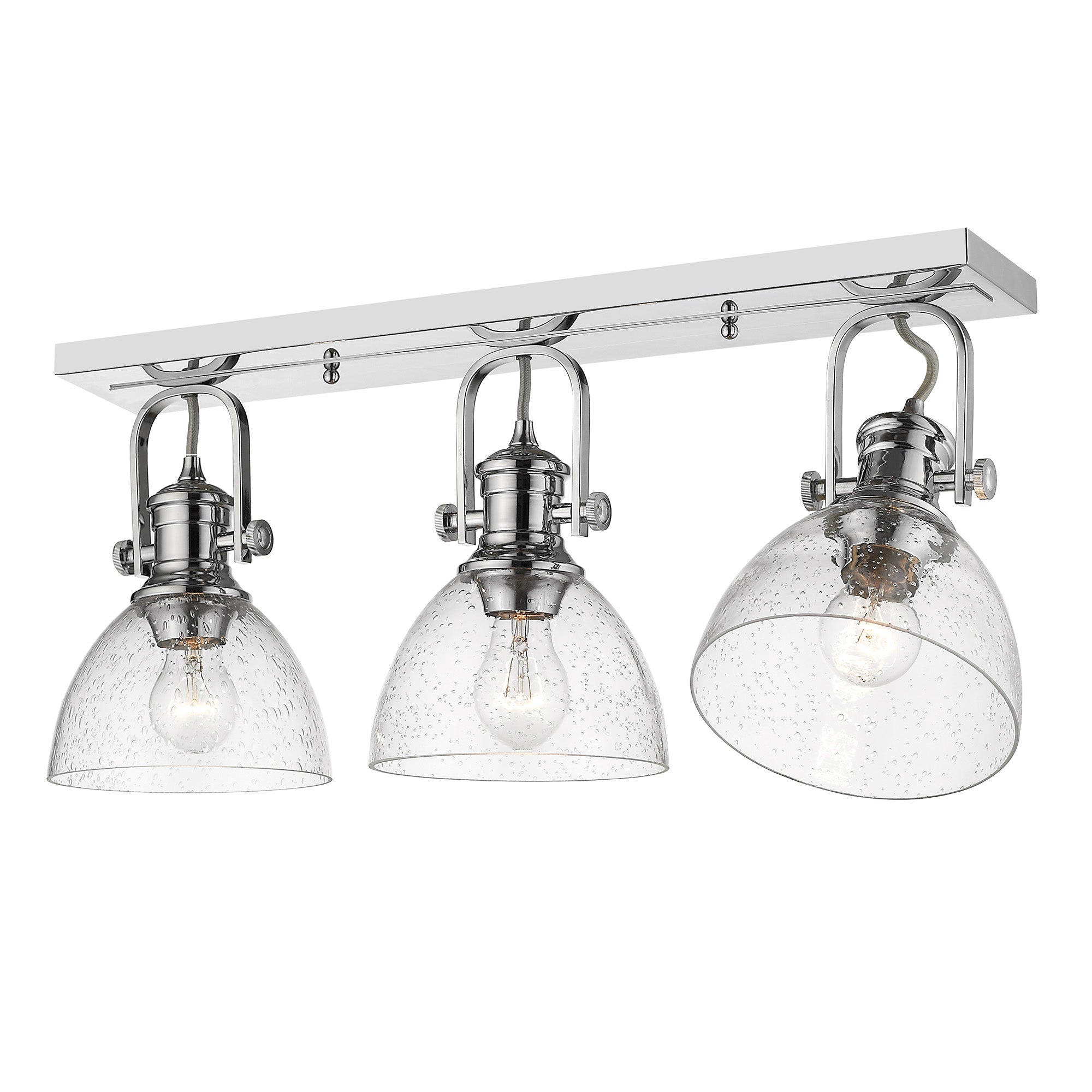 Hines 3-Light Semi-Flush in Chrome with Seeded Glass - Default Title - Golden Lighting