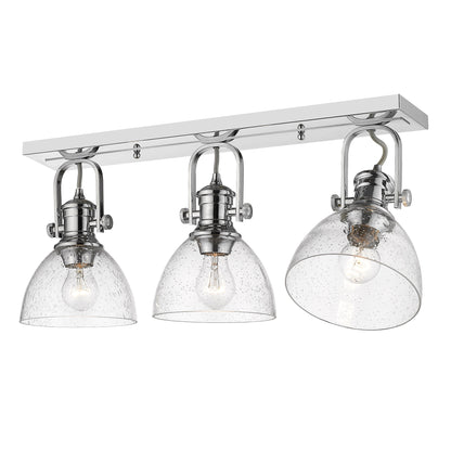 Hines 3-Light Semi-Flush in Chrome with Seeded Glass - Default Title - Golden Lighting