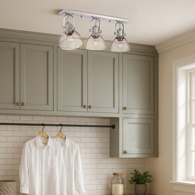 Yep by Golden Lighting Hines 3-light Semi-Flush Mount in Pewter - - Golden Lighting