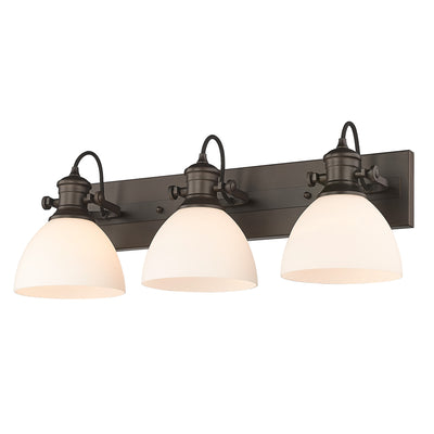 Yep by Golden Lighting Hines 3-light Semi-Flush Mount in Rubbed Bronze and Opal Glass - - Golden Lighting